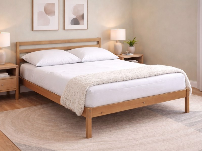 Land Of Beds Paxton Oak Finish Wooden Bed Frame1