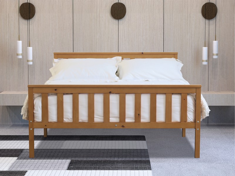 Land Of Beds Lannister Oak Finish Wooden Bed Frame2