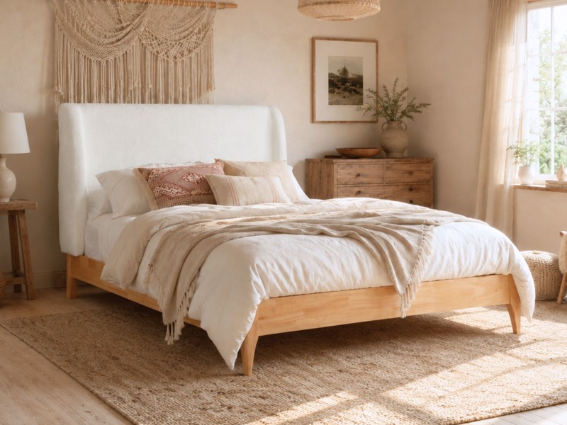 Land Of Beds Marla White Fabric Bed Frame1