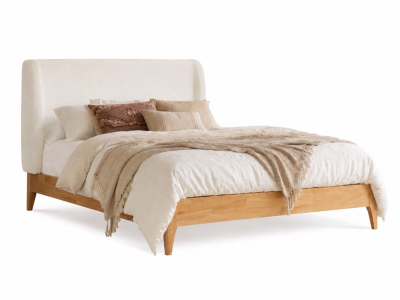 Land Of Beds Marla White Fabric Bed Frame3