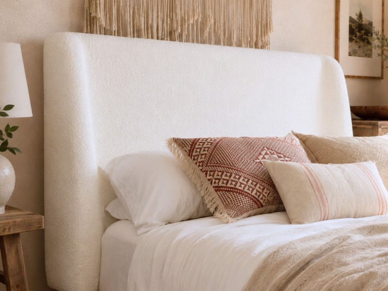 Land Of Beds Marla White Fabric Bed Frame4