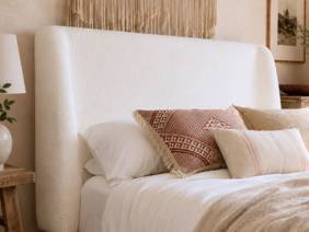 Land Of Beds Marla White Fabric Bed Frame4