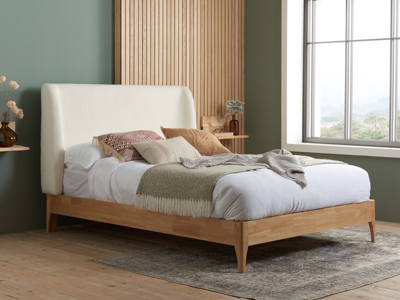 Land Of Beds Marla White Fabric Bed Frame1