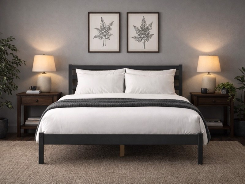 Land Of Beds Byron Black Wooden Bed Frame2