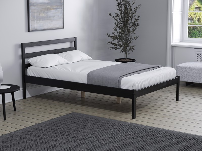 Land Of Beds Byron Black Wooden Bed Frame1