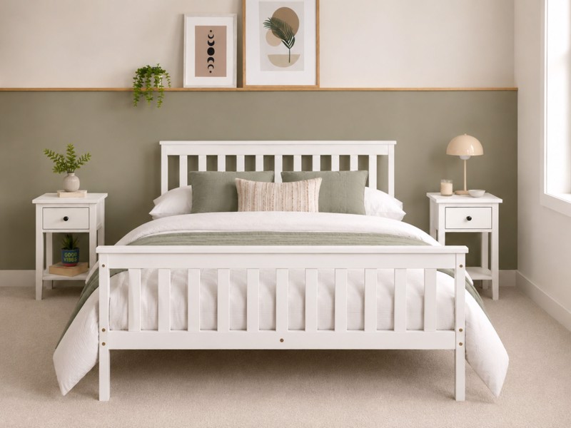 Land Of Beds Albury White Wooden Bed Frame2