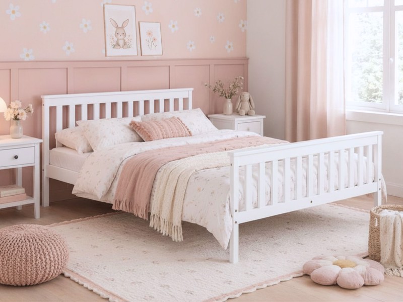 Land Of Beds Albury White Wooden Bed Frame1