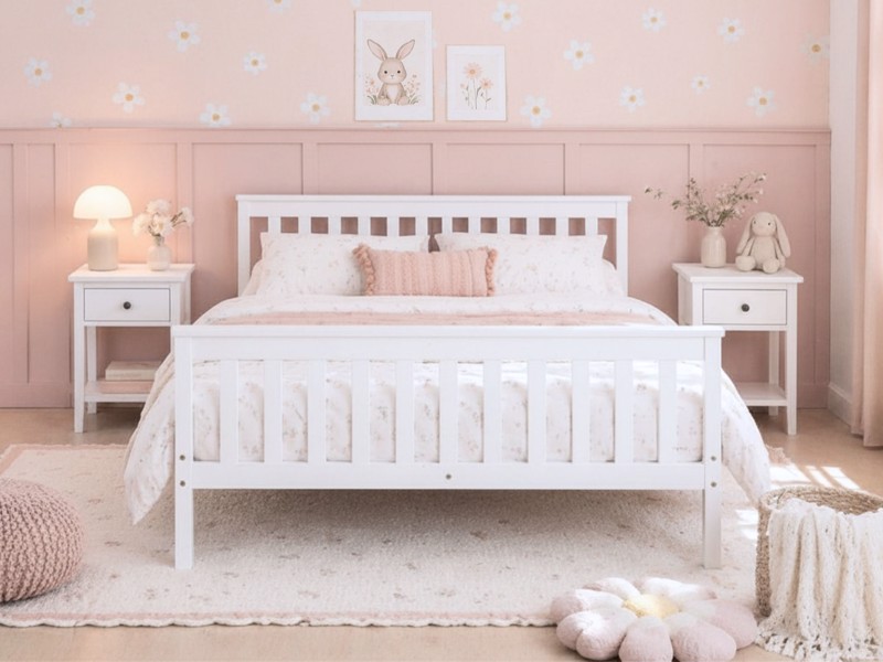 Land Of Beds Albury White Wooden Bed Frame2
