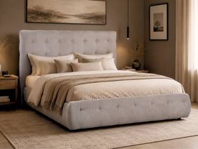 Land Of Beds Everett Taupe Fabric Bed Frame1