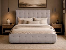 Land Of Beds Everett Taupe Fabric Bed Frame2