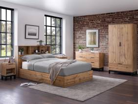 Land Of Beds Samson Oak Finish Wooden Ottoman Bed1