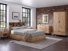 Land Of Beds Samson Oak Finish Wooden Ottoman Bed1