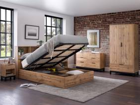 Land Of Beds Samson Oak Finish Wooden Ottoman Bed2