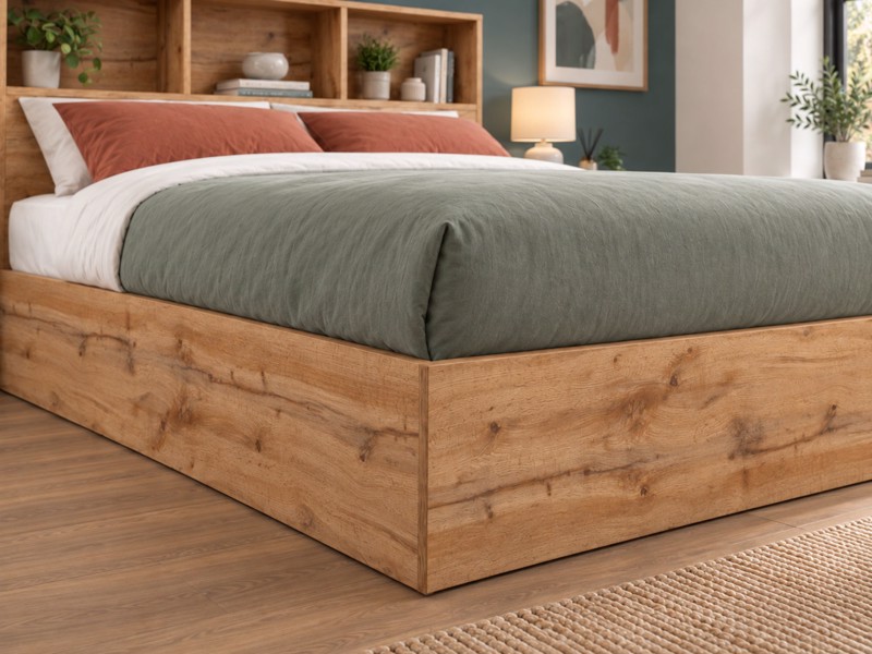 Land Of Beds Samson Oak Finish Wooden Ottoman Bed4