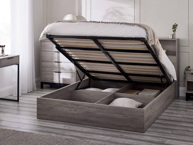 Land Of Beds Samson Grey Oak Finish Wooden Ottoman Bed2