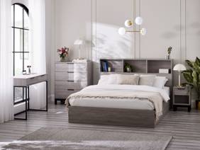 Land Of Beds Samson Grey Oak Finish Wooden Ottoman Bed1