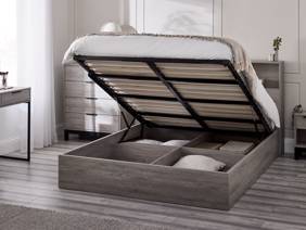 Land Of Beds Samson Grey Oak Finish Wooden Ottoman Bed2