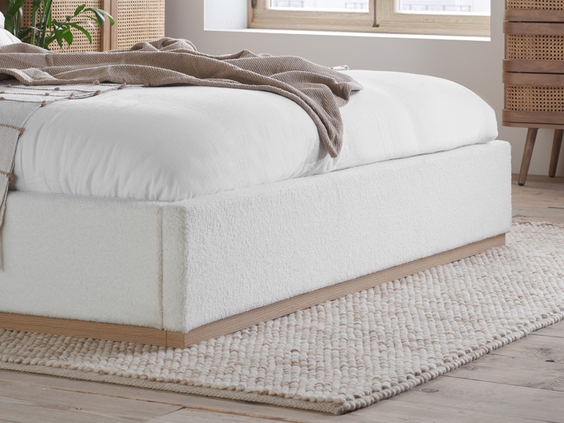 Land Of Beds Albany White Fabric Bed Frame4