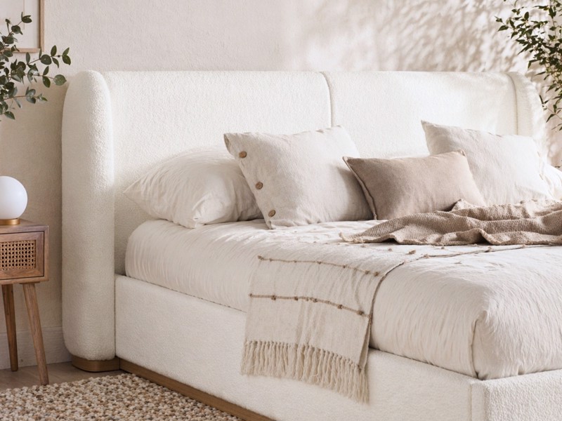 Land Of Beds Albany White Fabric Bed Frame3