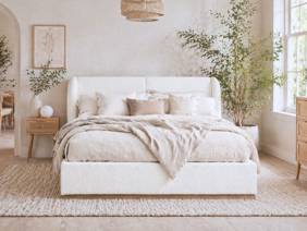 Land Of Beds Albany White Fabric Bed Frame2