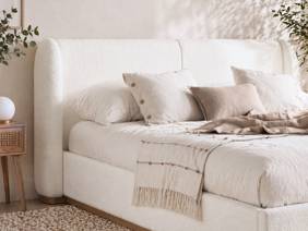 Land Of Beds Albany White Fabric Bed Frame3