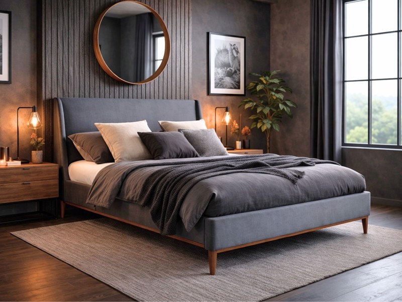 Land Of Beds Bradshaw Grey Fabric Bed Frame1