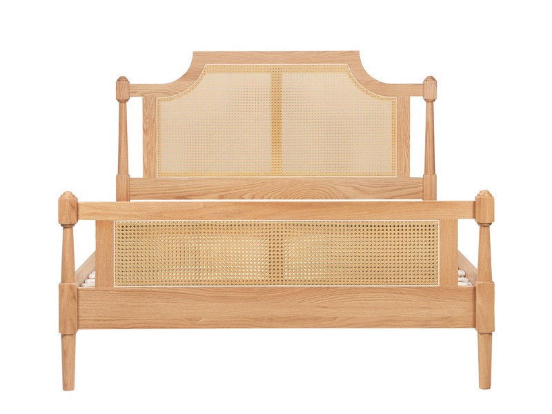 Land Of Beds Lismore Oak Rattan Bed Frame6