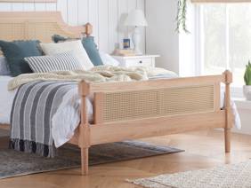 Land Of Beds Lismore Oak Rattan Bed Frame3