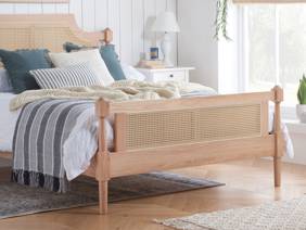 Land Of Beds Lismore Oak Rattan Bed Frame5