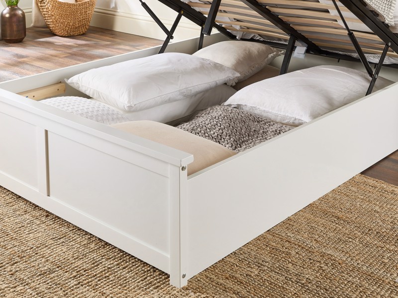 Land Of Beds Ivy White Wooden Ottoman Bed3