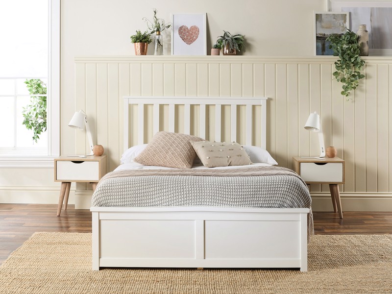 Land Of Beds Ivy White Wooden Ottoman Bed6