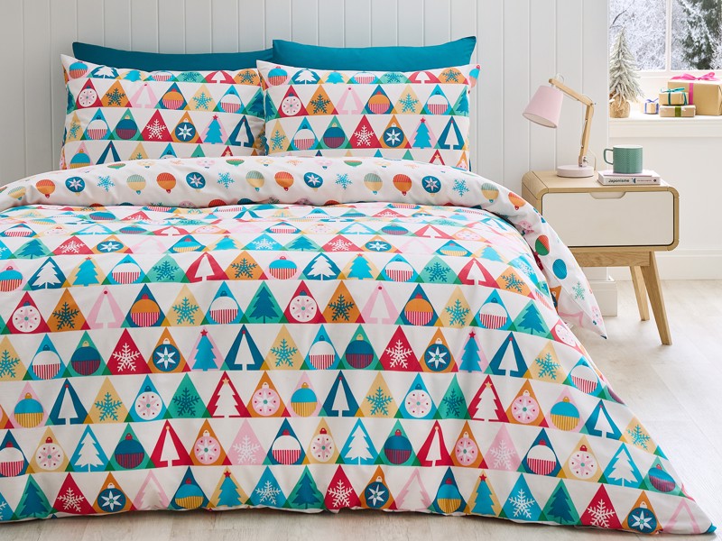 Catherine Lansfield Christmas Geo Double Duvet Cover Set1