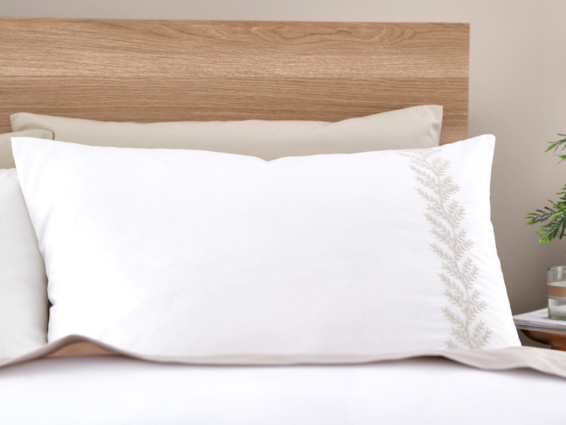 Bianca Fine Linens Embroidery Leaf Natural Duvet Cover Set3