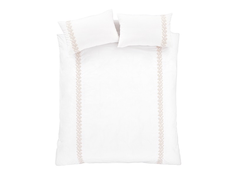Bianca Fine Linens Embroidery Leaf Natural Duvet Cover Set4