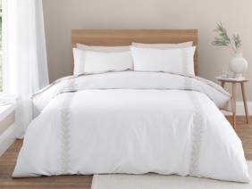 Bianca Fine Linens Embroidery Leaf Natural Duvet Cover Set1
