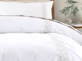 Bianca Fine Linens Embroidery Leaf Natural Duvet Cover Set2