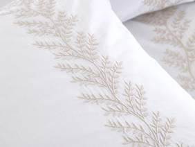 Bianca Fine Linens Embroidery Leaf Natural Duvet Cover Set5