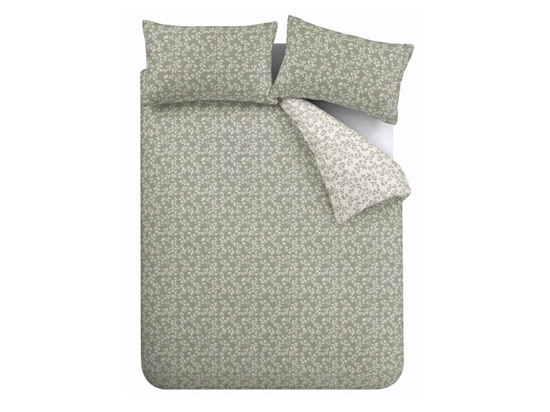 Bianca Fine Linens Shadow Leaves Green Super King Size Duvet Cover Set3