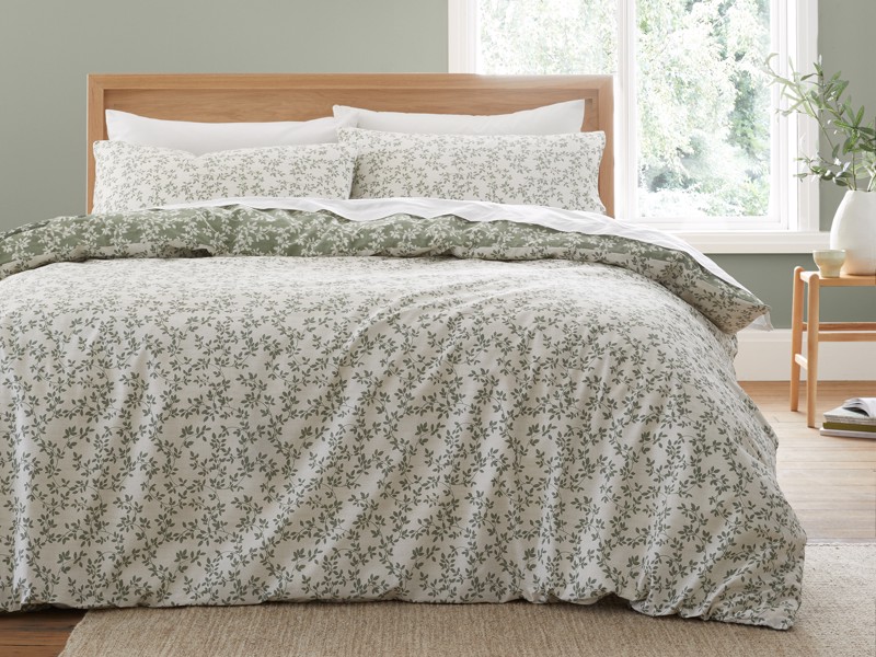 Bianca Fine Linens Shadow Leaves Green Duvet Cover Set2