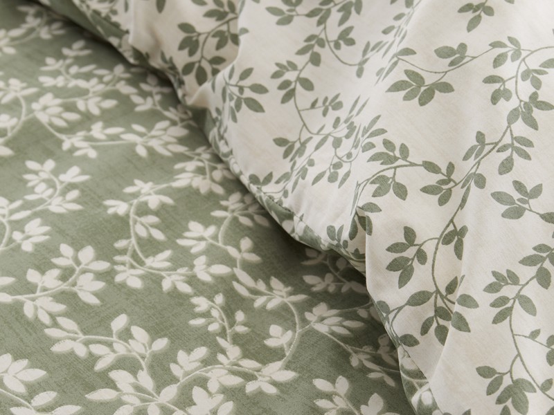 Bianca Fine Linens Shadow Leaves Green Duvet Cover Set4