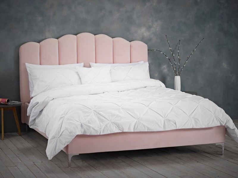 Land Of Beds Avery Pink Fabric Bed Frame1