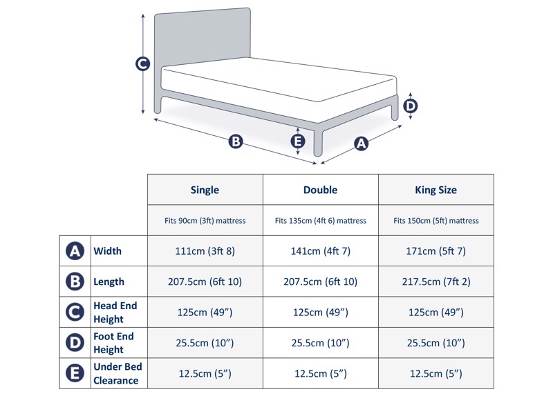 Land Of Beds Avery Silver Fabric Bed Frame6