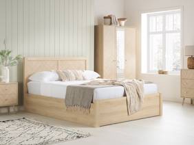 Land Of Beds Camira Oak Finish Wooden Ottoman Bed1