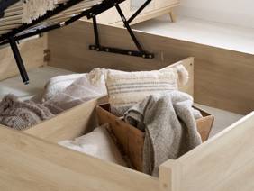 Land Of Beds Camira Oak Finish Wooden Ottoman Bed2