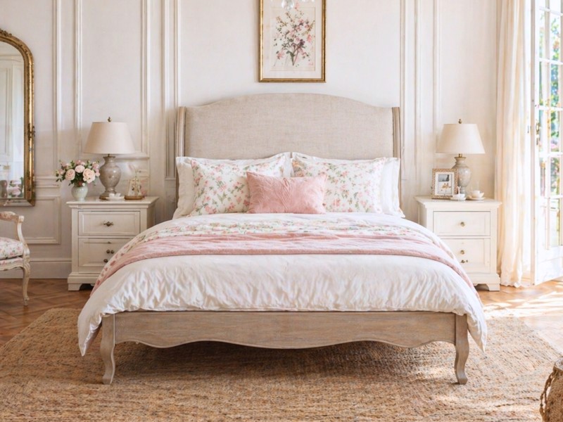 Land Of Beds Christie Beige Wooden Bed Frame2