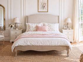 Land Of Beds Christie Beige Wooden Bed Frame2