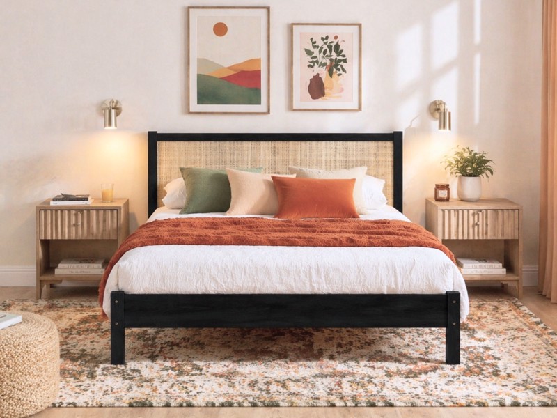 Land Of Beds Alessa Black Wooden Bed Frame2