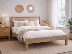 Land Of Beds Alessa Oak Finish Wooden Bed Frame1