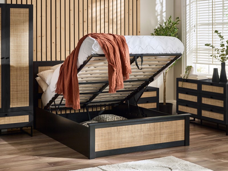 Land Of Beds Alessa Black Wooden Ottoman Bed2