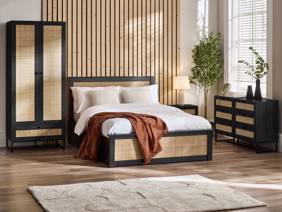Land Of Beds Alessa Black Wooden Ottoman Bed1